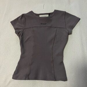 Vanquish restore cinder brown ribbed cap sleeve t-shirt